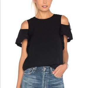 Rebecca Taylor Open Shoulder Crepe Top - image 1